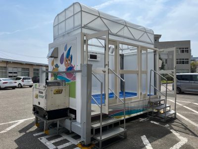 防災教育向け降雨体験装置　「コンテナ式降雨体験装置」